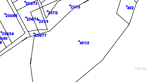 Parcela st. 401/2 v KÚ Žerotice, Katastrální mapa