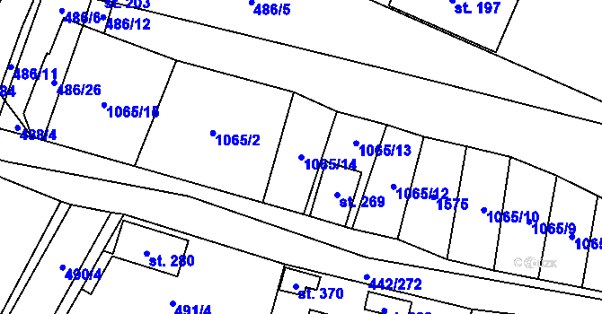 Parcela st. 1065/14 v KÚ Žerotice, Katastrální mapa