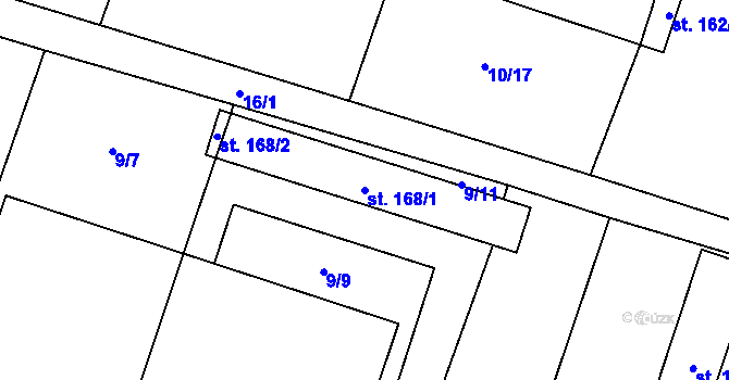 Parcela st. 168/1 v KÚ Žerotice, Katastrální mapa