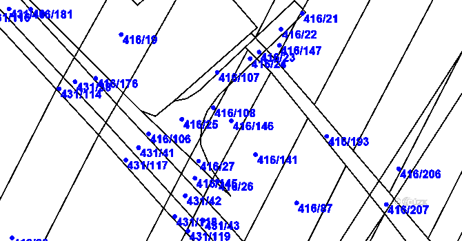 Parcela st. 416/146 v KÚ Žerotice, Katastrální mapa