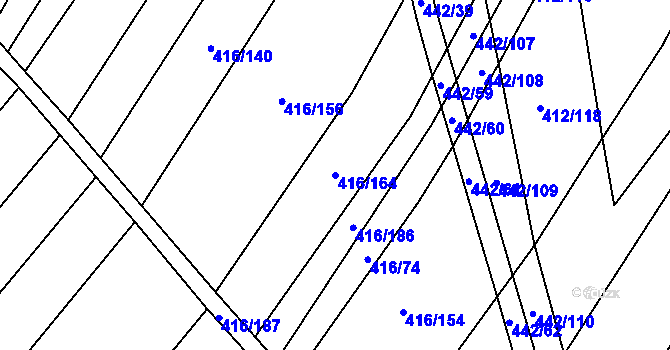 Parcela st. 416/164 v KÚ Žerotice, Katastrální mapa
