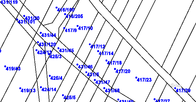 Parcela st. 417/14 v KÚ Žerotice, Katastrální mapa