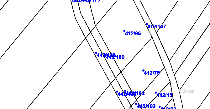 Parcela st. 442/180 v KÚ Žerotice, Katastrální mapa