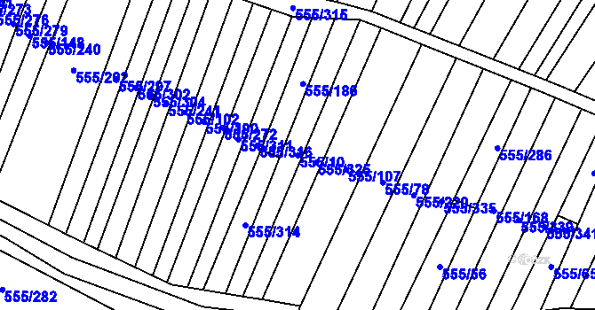Parcela st. 555/10 v KÚ Žerotice, Katastrální mapa