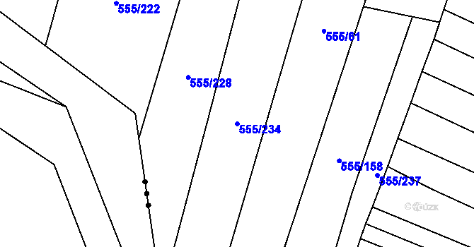 Parcela st. 555/234 v KÚ Žerotice, Katastrální mapa