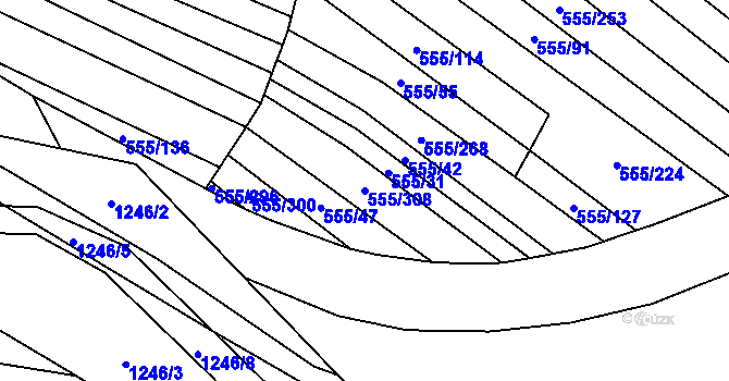 Parcela st. 555/308 v KÚ Žerotice, Katastrální mapa