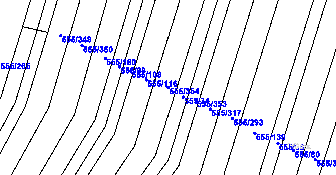 Parcela st. 555/354 v KÚ Žerotice, Katastrální mapa