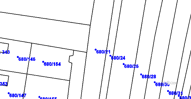 Parcela st. 680/21 v KÚ Žerotice, Katastrální mapa