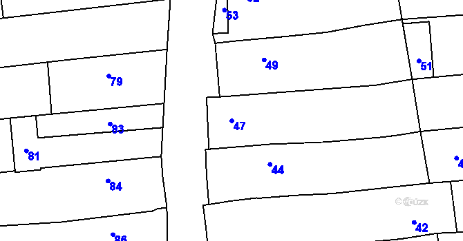 Parcela st. 47 v KÚ Strukov, Katastrální mapa
