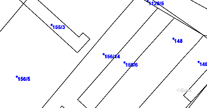 Parcela st. 156/14 v KÚ Strukov, Katastrální mapa