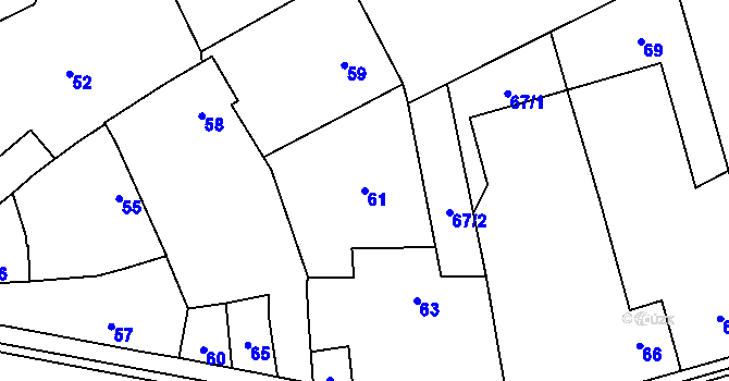 Parcela st. 61 v KÚ Žerotín, Katastrální mapa