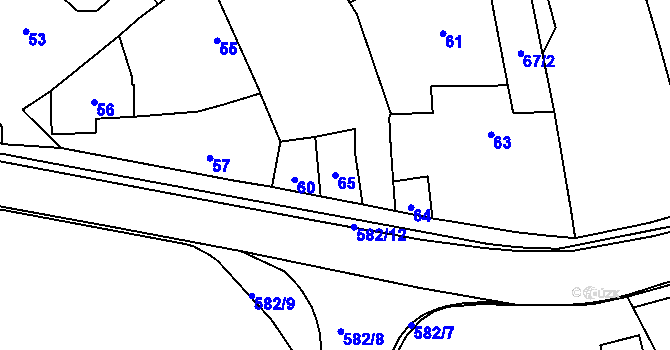Parcela st. 65 v KÚ Žerotín, Katastrální mapa
