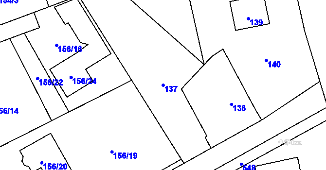 Parcela st. 137 v KÚ Žerotín, Katastrální mapa