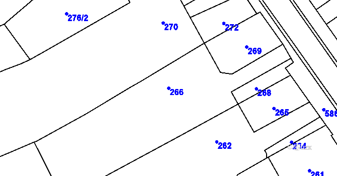 Parcela st. 266 v KÚ Žerotín, Katastrální mapa