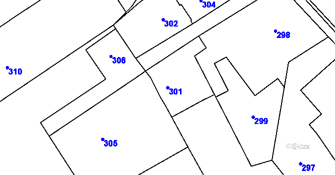 Parcela st. 301 v KÚ Žerotín, Katastrální mapa