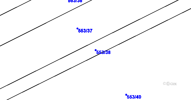 Parcela st. 553/38 v KÚ Žerotín, Katastrální mapa