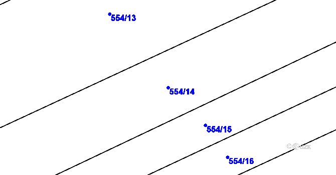 Parcela st. 554/14 v KÚ Žerotín, Katastrální mapa