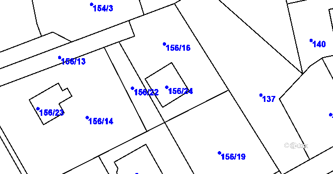 Parcela st. 156/24 v KÚ Žerotín, Katastrální mapa