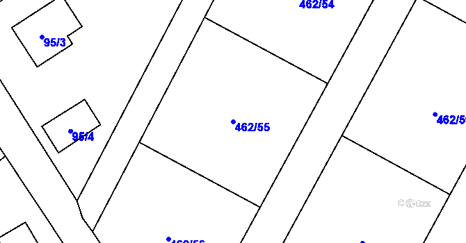 Parcela st. 462/55 v KÚ Žerotín, Katastrální mapa