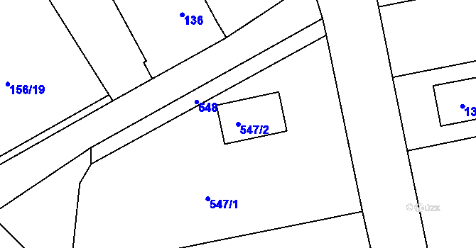 Parcela st. 547/2 v KÚ Žerotín, Katastrální mapa