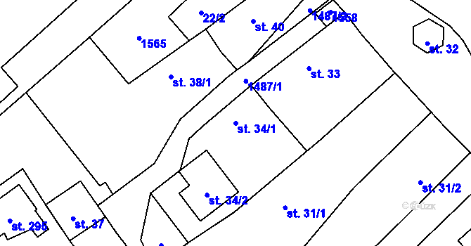 Parcela st. 34/1 v KÚ Žerovice, Katastrální mapa