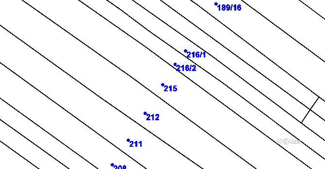 Parcela st. 215 v KÚ Žerovice, Katastrální mapa