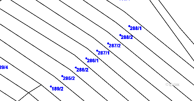 Parcela st. 287/1 v KÚ Žerovice, Katastrální mapa