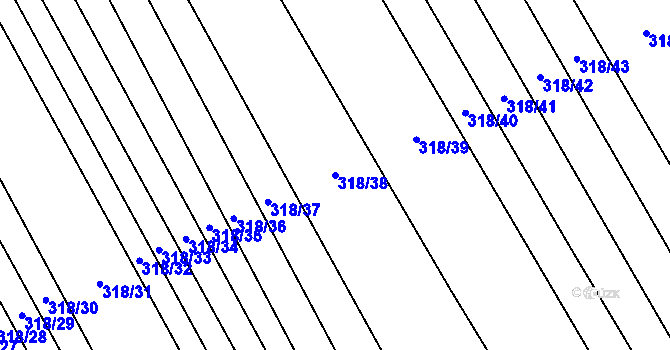 Parcela st. 318/38 v KÚ Žerovice, Katastrální mapa