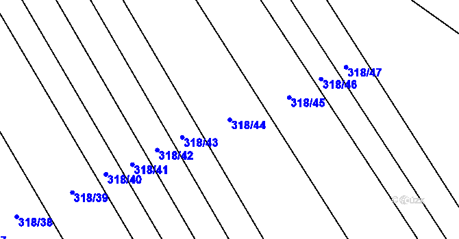 Parcela st. 318/44 v KÚ Žerovice, Katastrální mapa