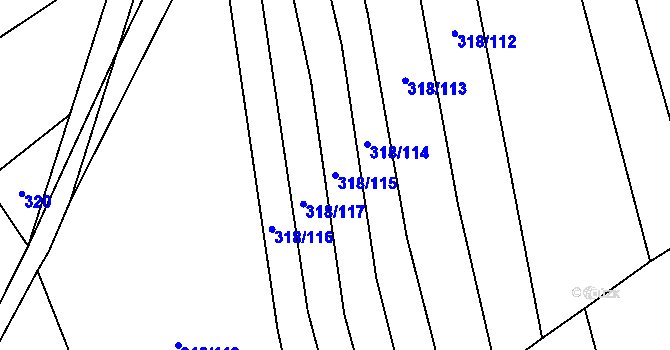 Parcela st. 318/115 v KÚ Žerovice, Katastrální mapa