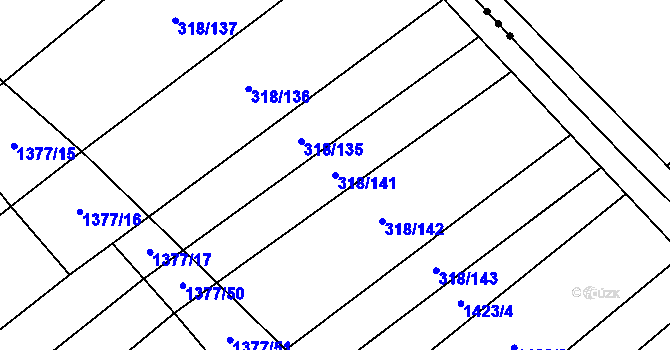 Parcela st. 318/141 v KÚ Žerovice, Katastrální mapa