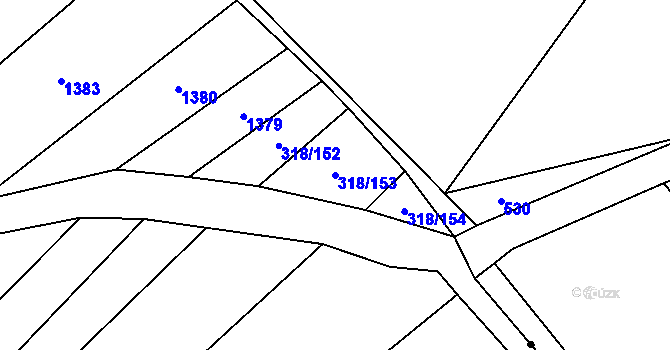 Parcela st. 318/153 v KÚ Žerovice, Katastrální mapa