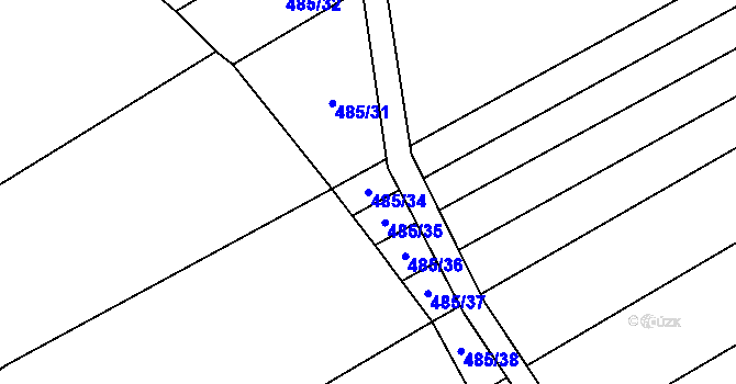 Parcela st. 485/34 v KÚ Žerovice, Katastrální mapa
