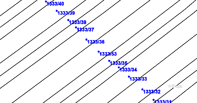Parcela st. 1333/53 v KÚ Žerovice, Katastrální mapa