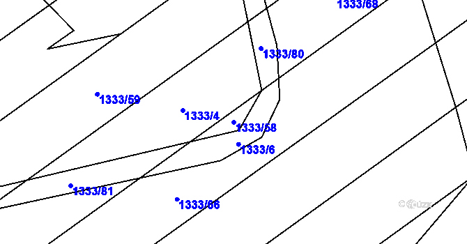Parcela st. 1333/58 v KÚ Žerovice, Katastrální mapa
