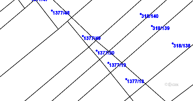 Parcela st. 1377/20 v KÚ Žerovice, Katastrální mapa