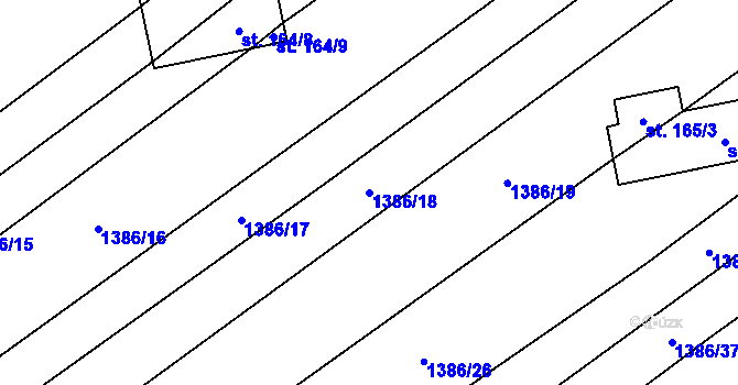 Parcela st. 1386/18 v KÚ Žerovice, Katastrální mapa