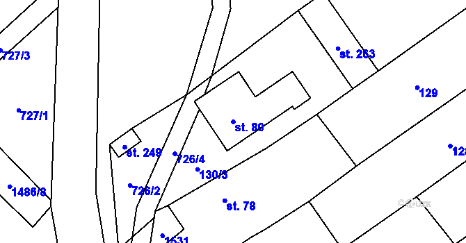 Parcela st. 80 v KÚ Žerovice, Katastrální mapa