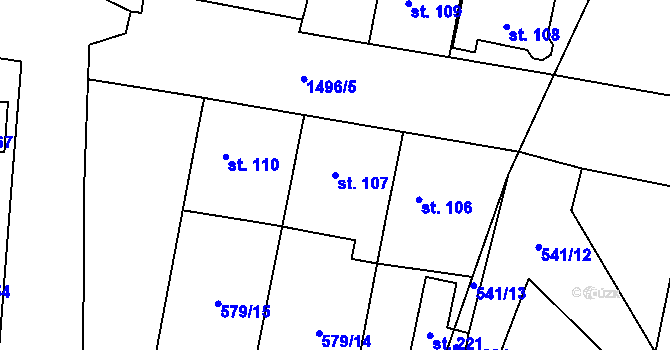 Parcela st. 107 v KÚ Žerovice, Katastrální mapa