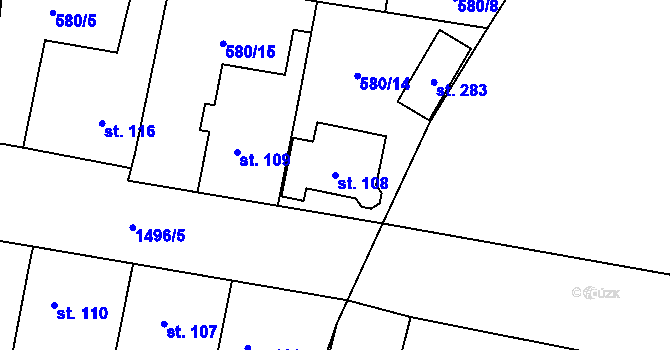 Parcela st. 108 v KÚ Žerovice, Katastrální mapa