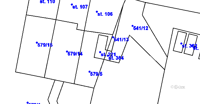Parcela st. 221 v KÚ Žerovice, Katastrální mapa
