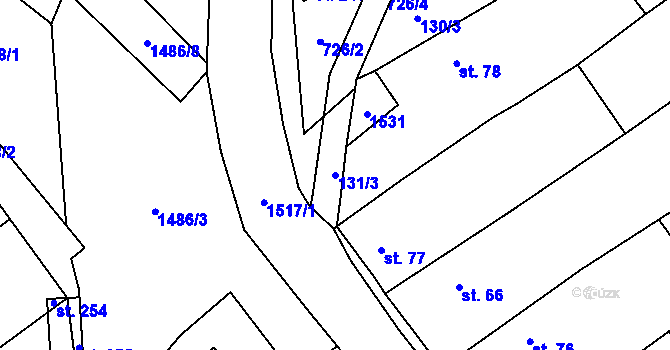 Parcela st. 131/3 v KÚ Žerovice, Katastrální mapa