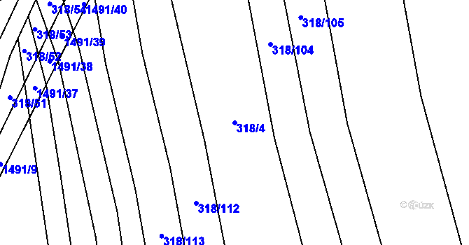 Parcela st. 318/4 v KÚ Žerovice, Katastrální mapa