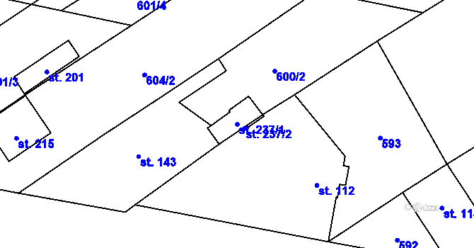 Parcela st. 237/1 v KÚ Žerovice, Katastrální mapa
