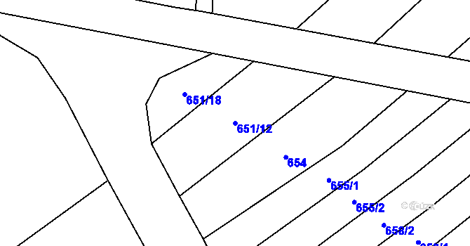 Parcela st. 651/12 v KÚ Žerovice, Katastrální mapa