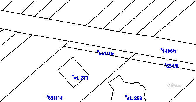 Parcela st. 651/15 v KÚ Žerovice, Katastrální mapa