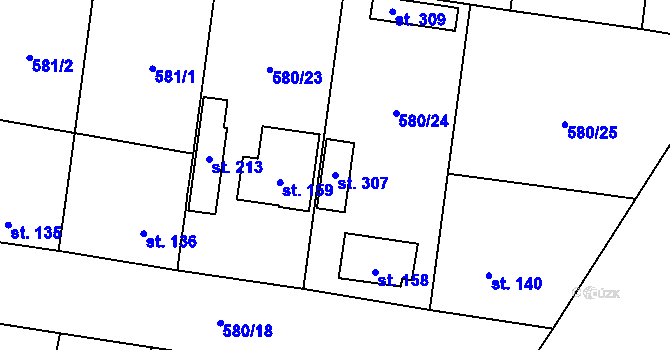 Parcela st. 307 v KÚ Žerovice, Katastrální mapa