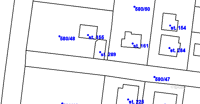 Parcela st. 289 v KÚ Žerovice, Katastrální mapa