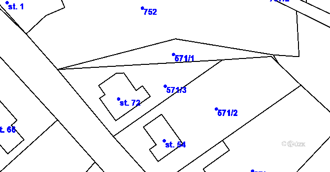 Parcela st. 571/3 v KÚ Žerůtky, Katastrální mapa