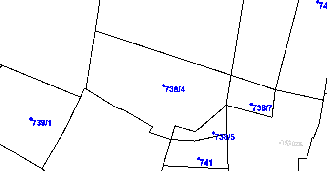 Parcela st. 738/4 v KÚ Žerůtky, Katastrální mapa